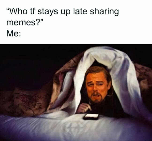 Quarter Life Crisis Memes "Who tf stays up late sharing memes?" Me: