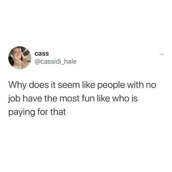 Quarter Life Crisis Memes Why does it seem like people with no job have the most fun like who is paying for that