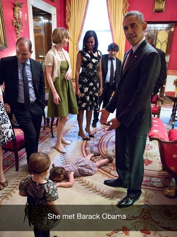 Reasons why my kid is crying She met Barack Obama