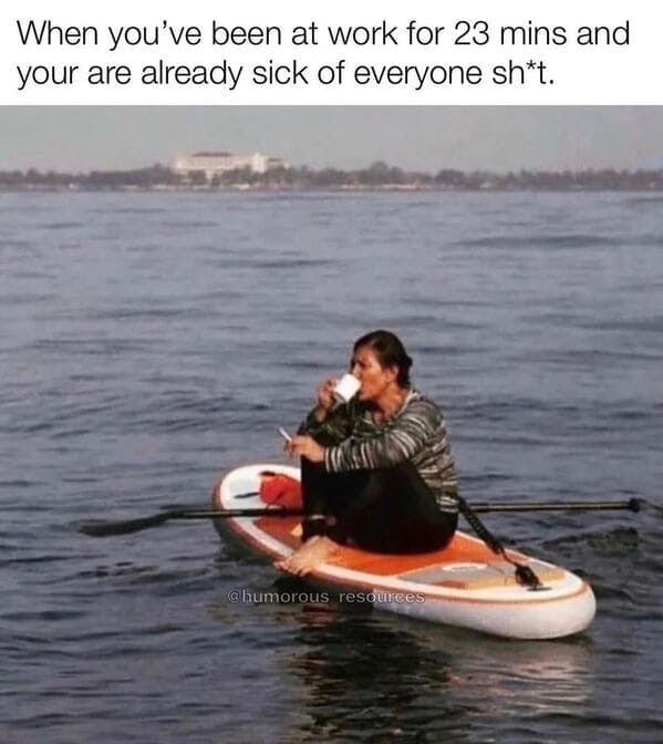 Relatable work memes When you've been at work for 23 mins and your are already sick of everyone sh*t.