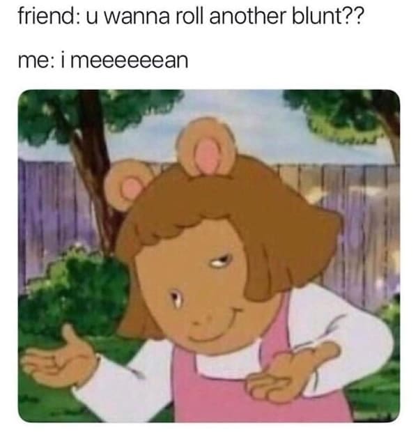 Stoner memes friend: u wanna roll another blunt?? me: i meeeeeean
