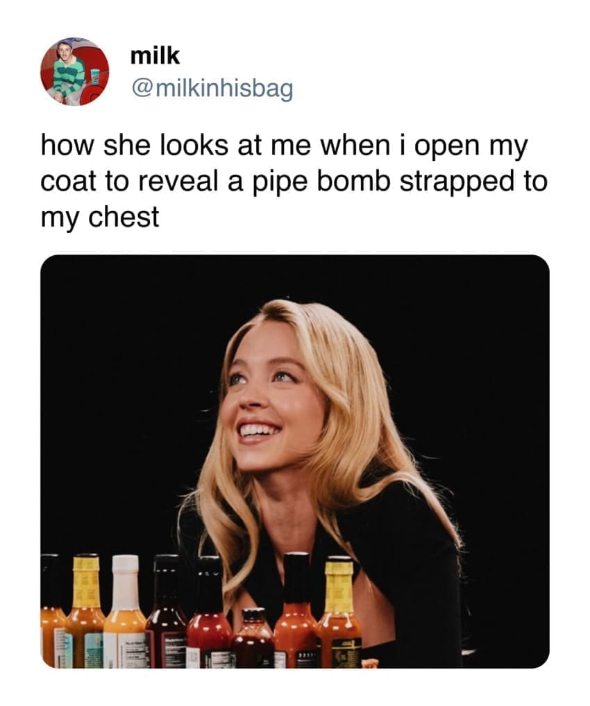 Sydney Sweeney hot ones memes 
