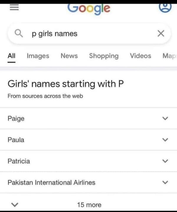 Girls' names starting with P From sources across the web Paige く Paula く Patricia V Pakistan International Airlines
