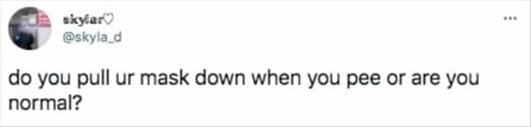 do you pull ur mask down when you pee or are you normal?