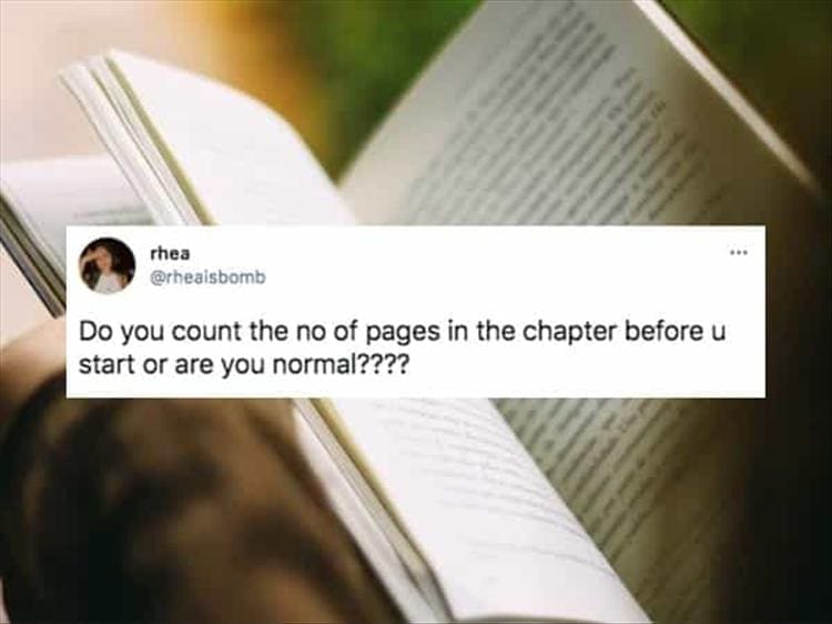 Do you count the no of pages in the chapter before u start or are you normal????