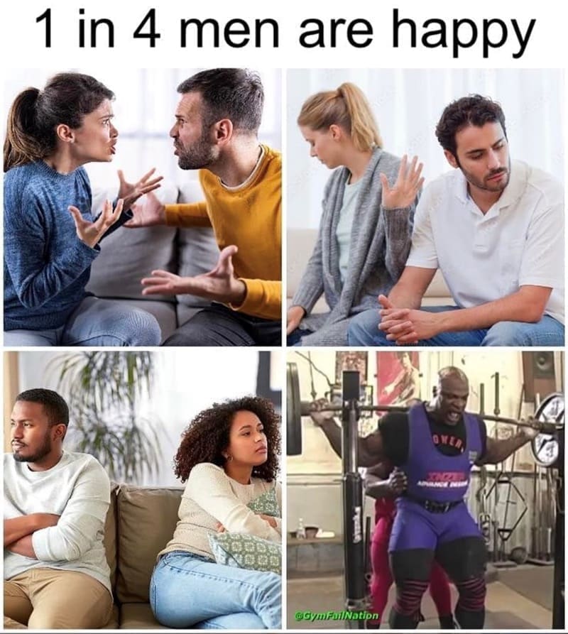 workout memes 1 in 4 men are happy
