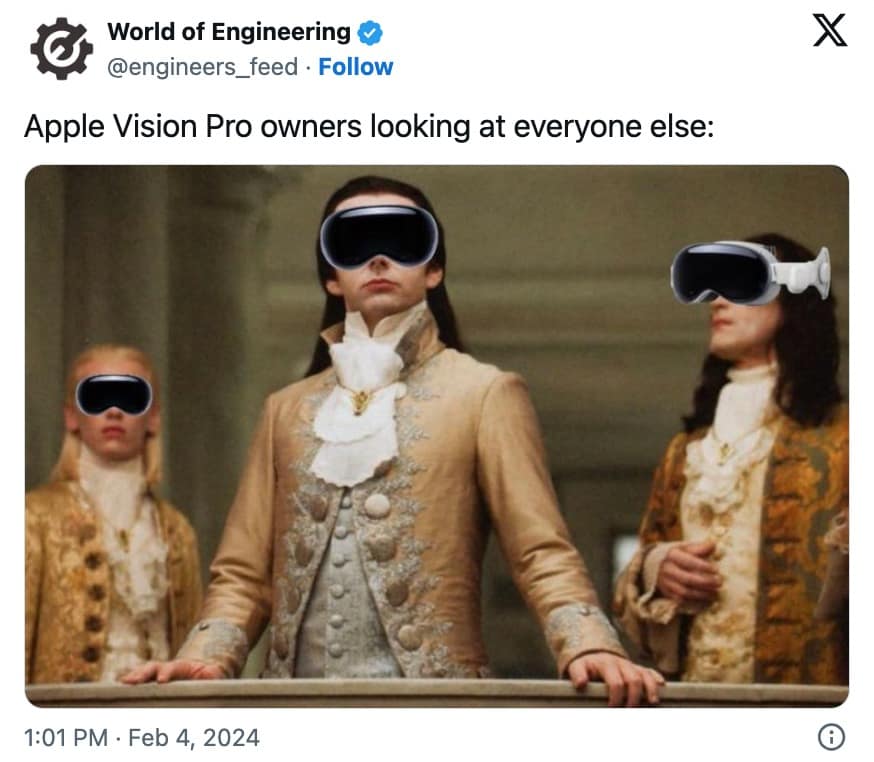 apple vision pro memes, apple vision pro, VR goggles, AI goggles