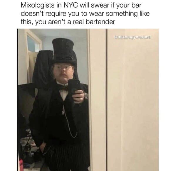 Mixologists in NYC will swear if your bar doesn't require you to wear something like this, you aren't a real bartender