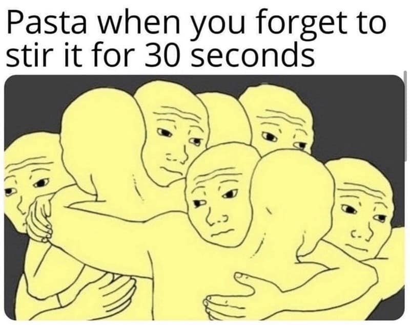 Pasta when you forget to stir it for 30 seconds