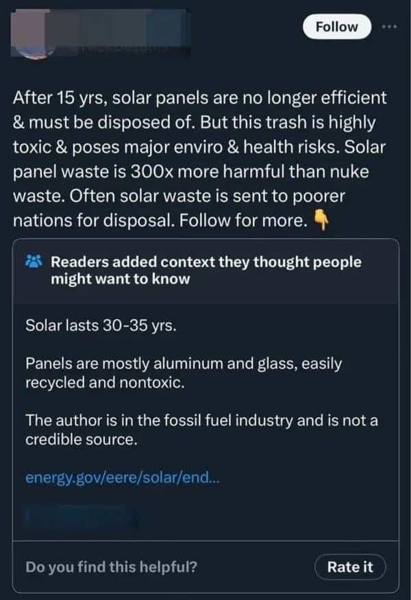 Solar lasts 30-35 yrs. Panels are mostly aluminum and glass, easily recycled and nontoxic. The author is in the fossil fuel industry and is not a credible source.