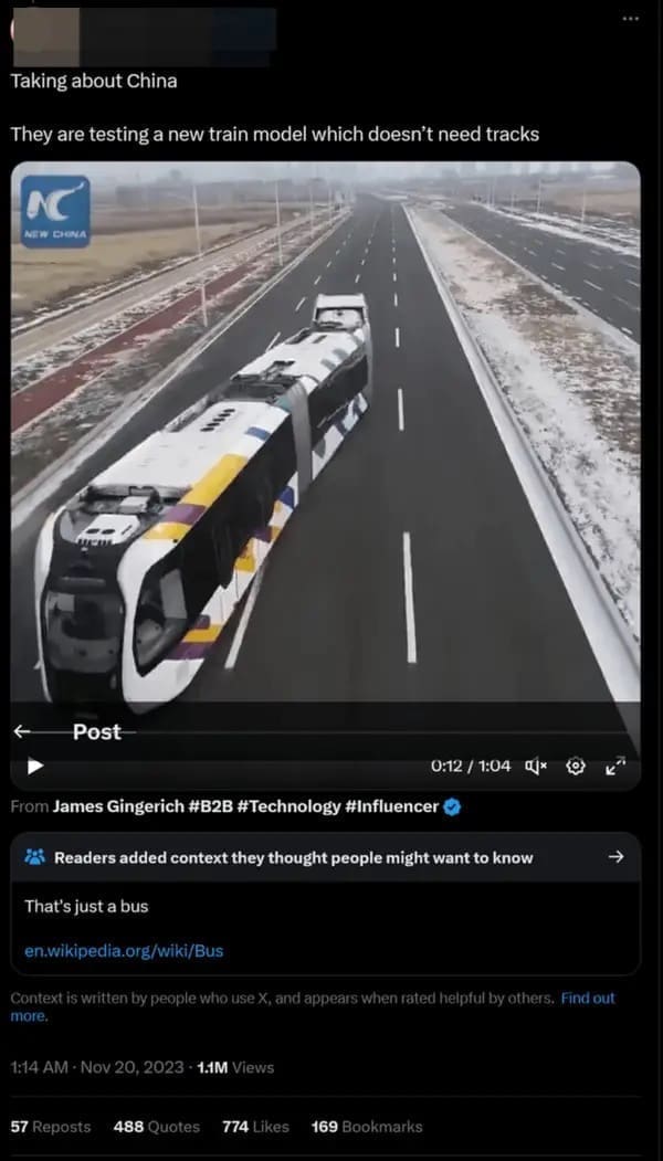 Taking about China They are testing a new train model which doesn't need tracks