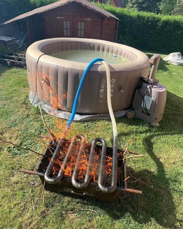 Cursed Images hot tub heating with fire