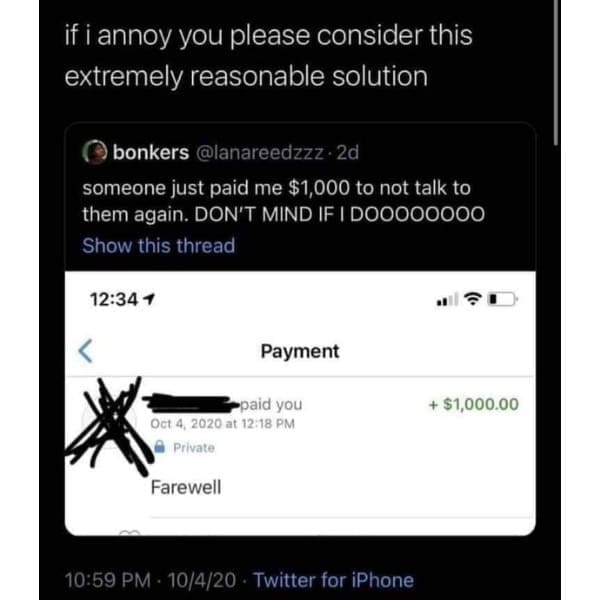 funny memes if i annoy you please consider this extremely reasonable solution