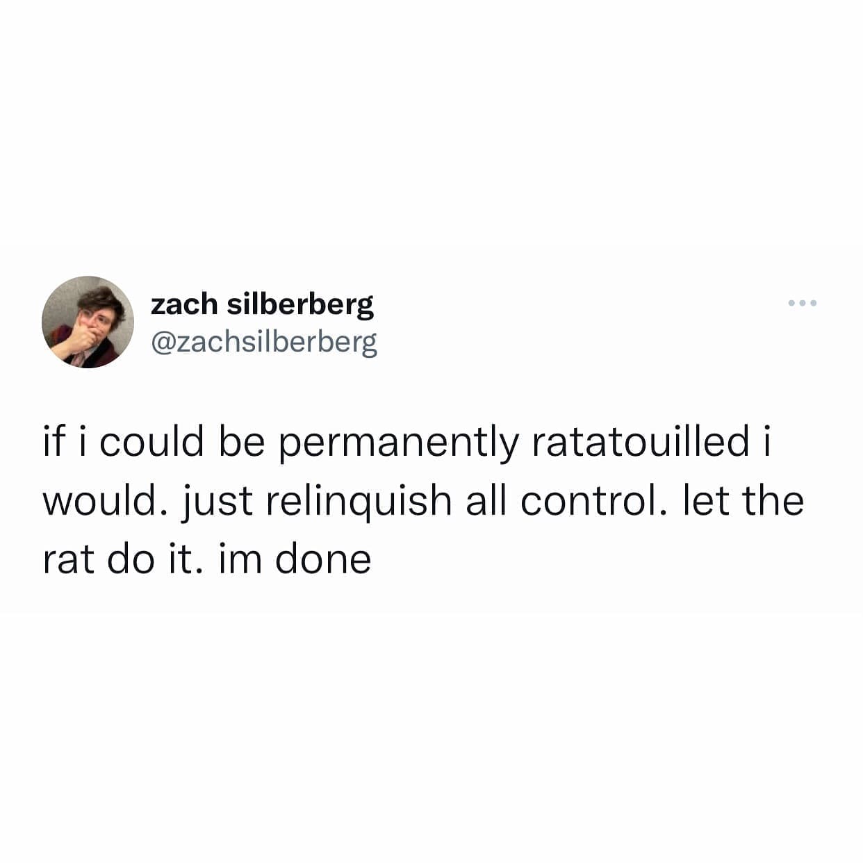 funny memes if i could be permanently ratatouilled i would. just relinquish all control. let the rat do it. im done
