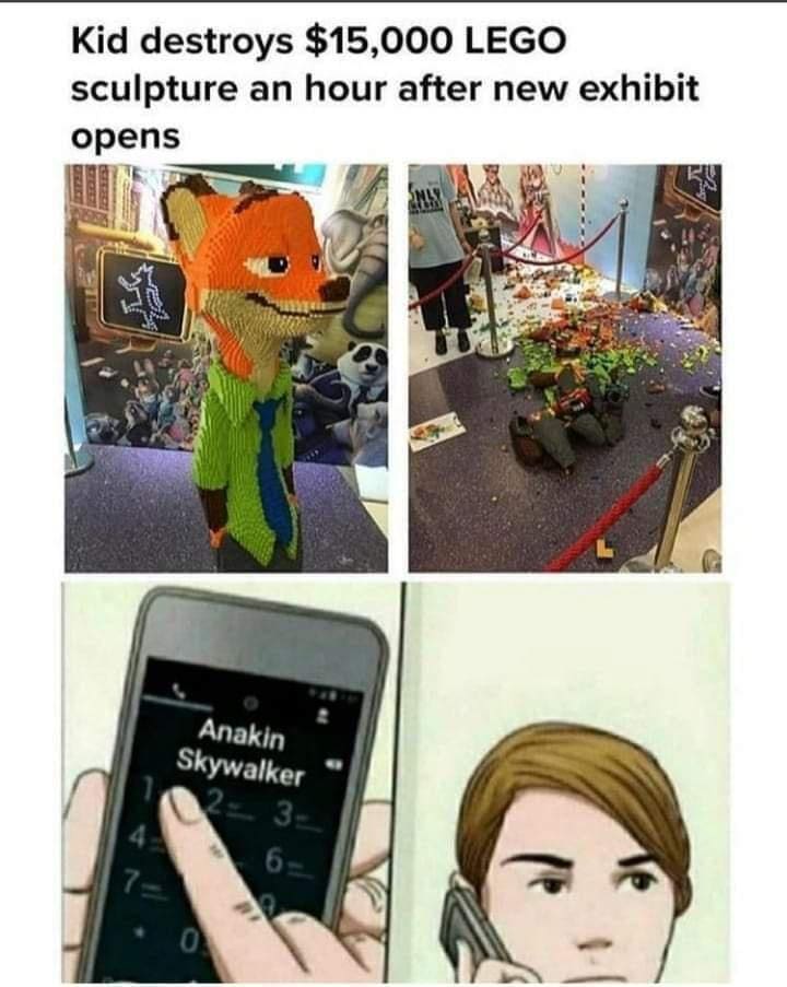 funny memes Kid destroys $15,000 LEGO sculpture an hour after new exhibit opens