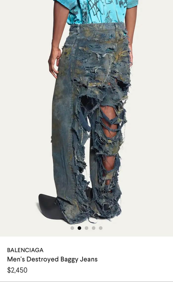 BALENCIAGA Men's Destroyed Baggy Jeans