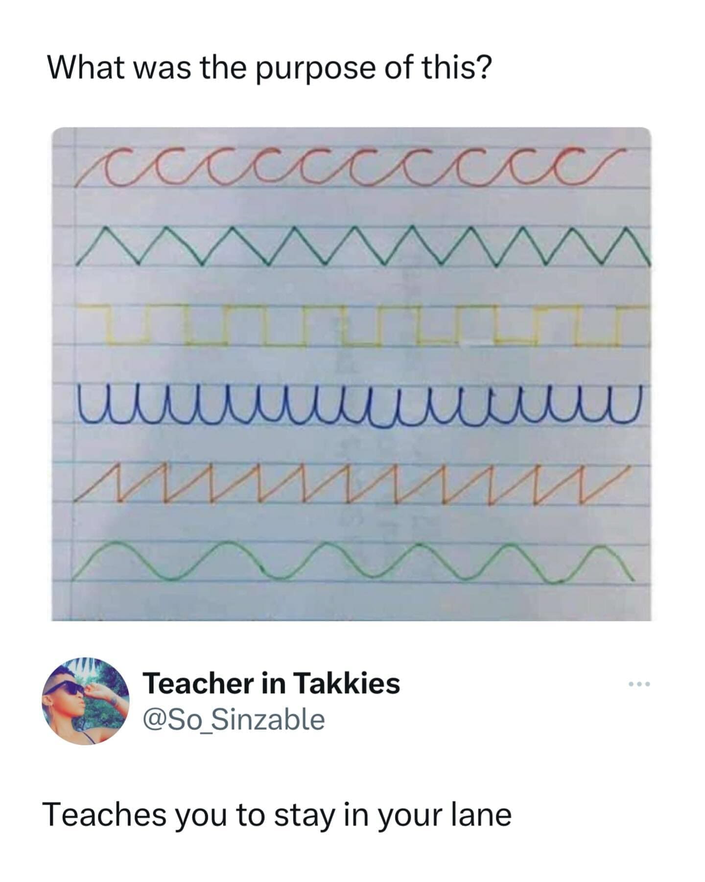 What was the purpose of this? Teaches you to stay in your lane