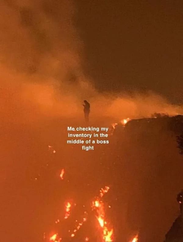 funny pics Me checking my inventory in the middle of a boss fight
