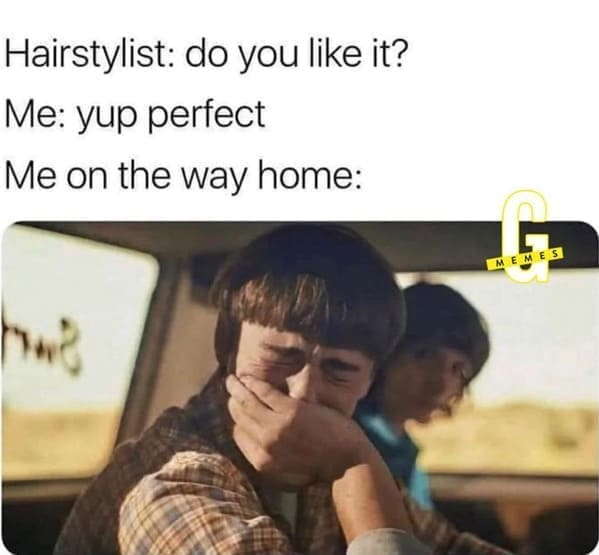 Haircut Memes Hairstylist: do you like it? Me: yup perfect Me on the way home: