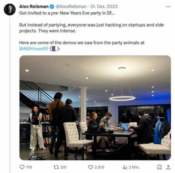 Got invited to a pre-New Years Eve party in SF... But instead of partying, everyone was just hacking on startups and side projects. They were intense. Here are some of the demos we saw from the party animals at