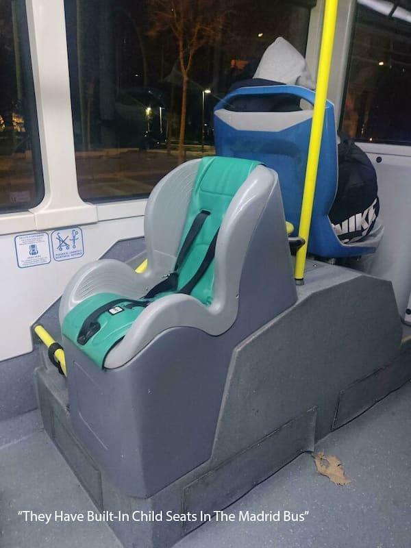 "They Have Built-In Child Seats In The Madrid Bus"