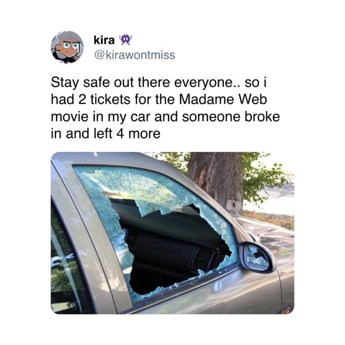 Madame Web movie roast, Twitter reactions, cinematic disaster mockery, Madame Web social media posts, film flop tweets, sarcastic comments on movie failure