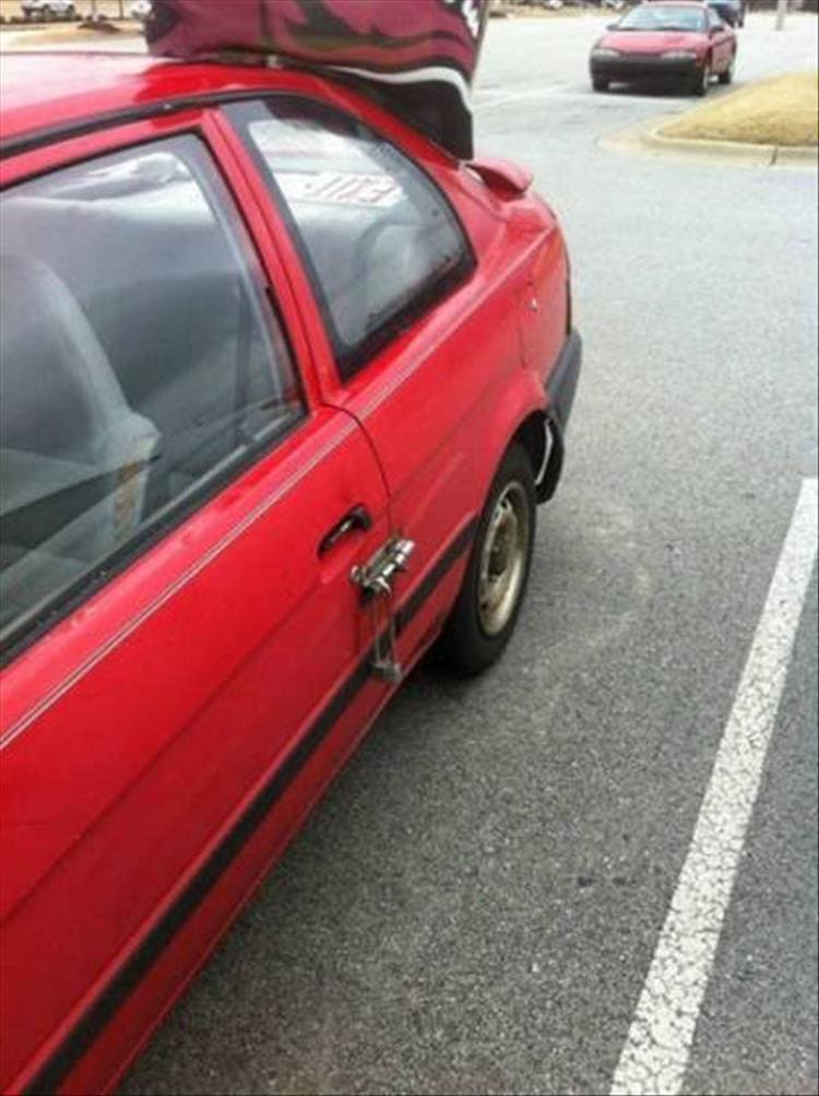Redneck Engineering door lock on car door