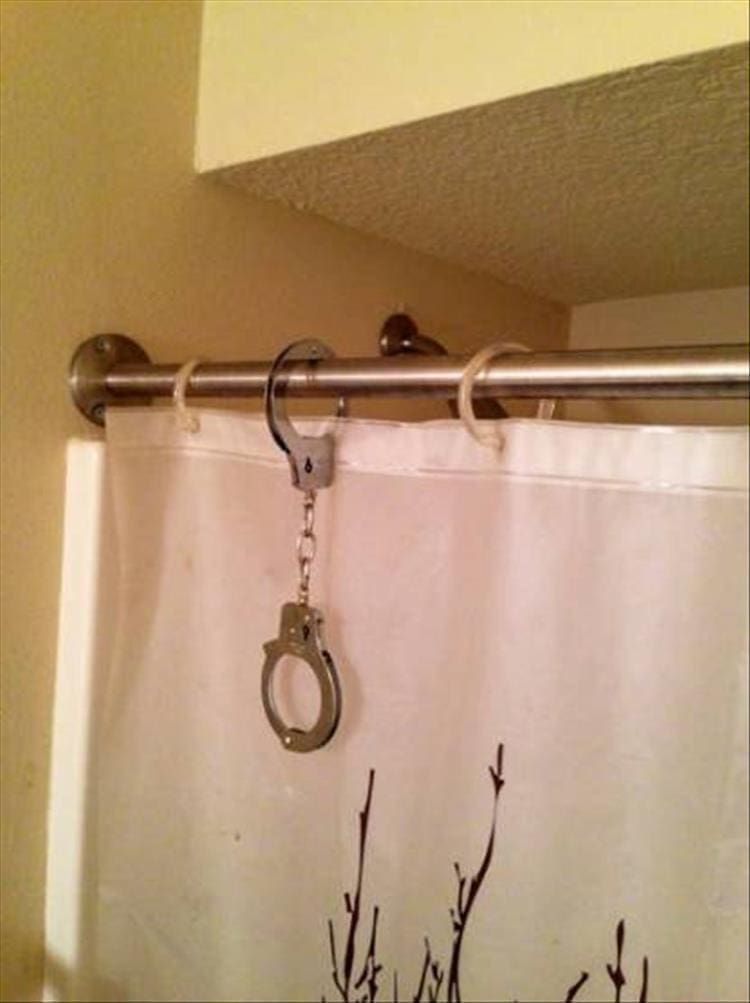 Redneck Engineering handcuff shower curtains