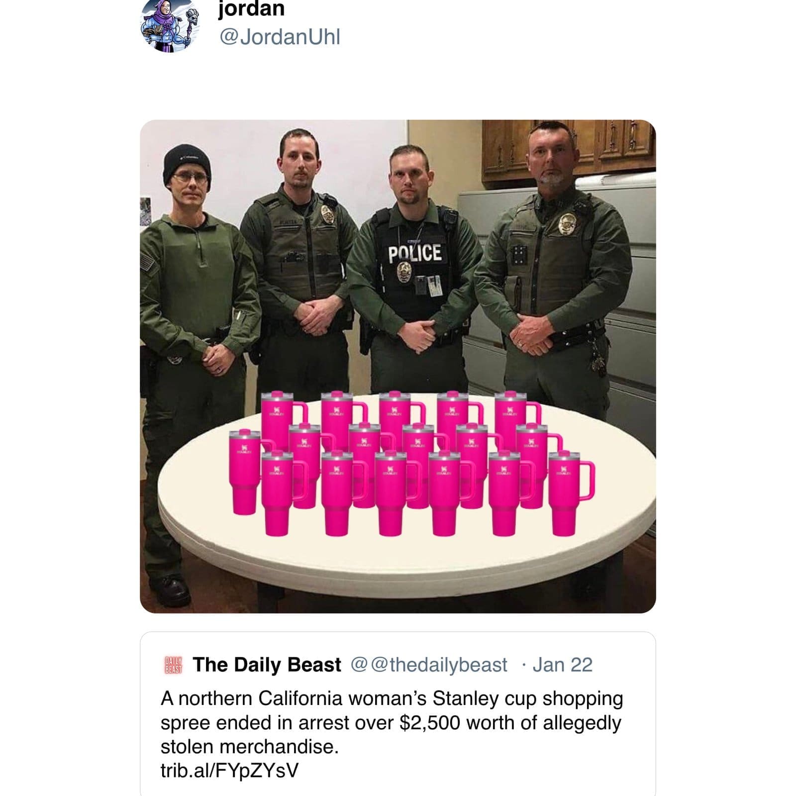 A northern California woman's Stanley cup shopping spree ended in arrest over