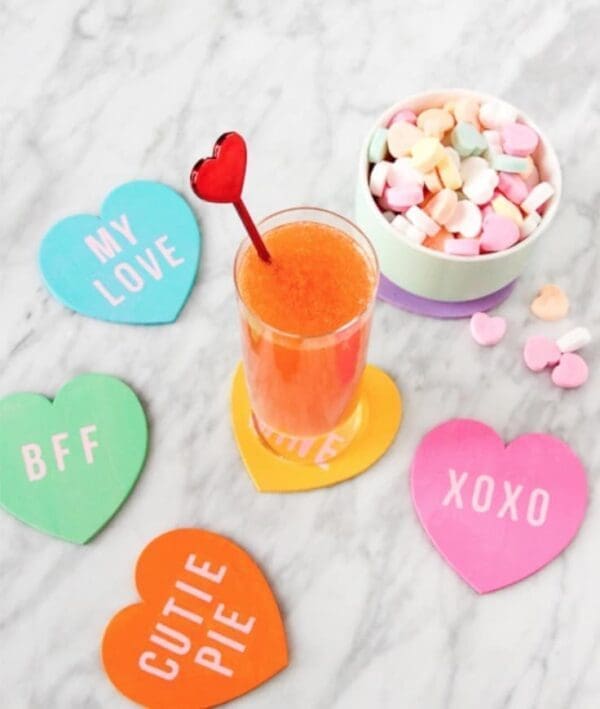 conversation heart coasters