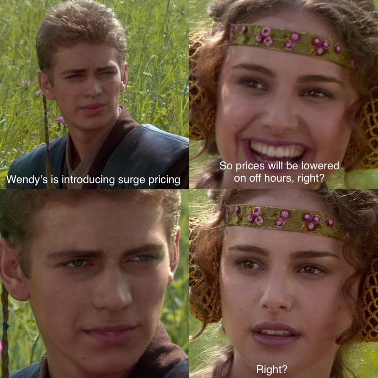 Wendy's surge pricing memes, wendy's surge pricing, wendy's memes, wendy's tweets