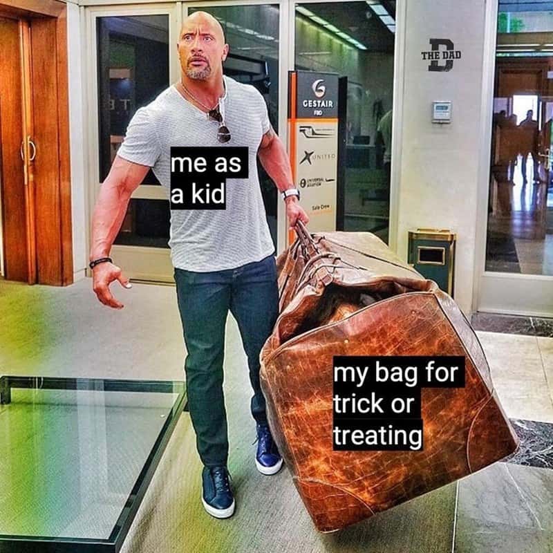 me as a kid my bag for trick or treating