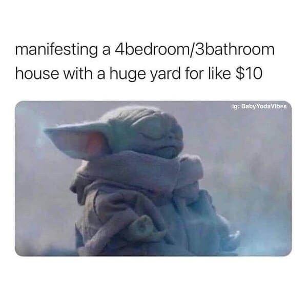 manifesting a 4bedroom/bathroom house with a huge yard for like $10