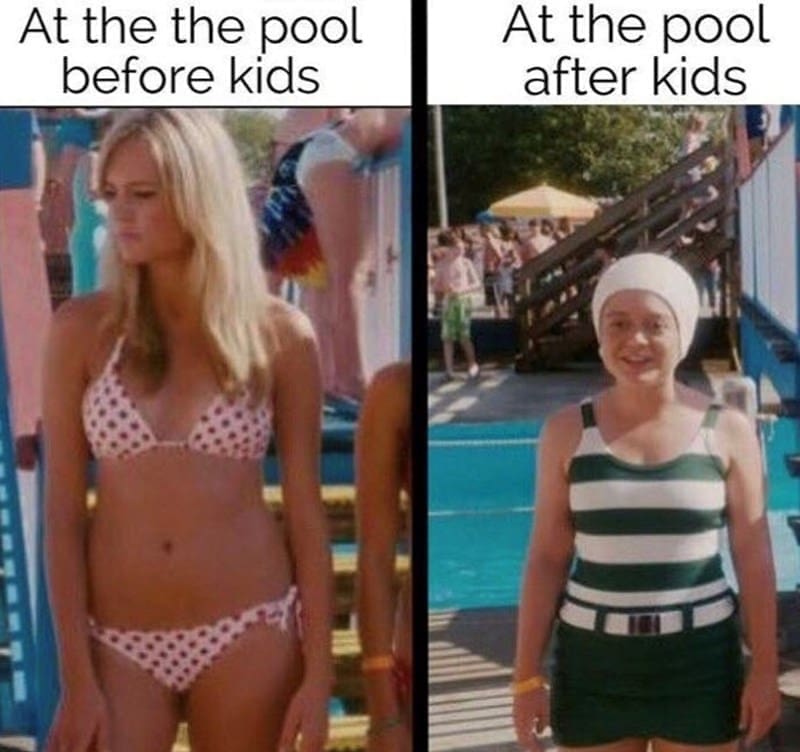 At the the pool before kids At the pool after kids