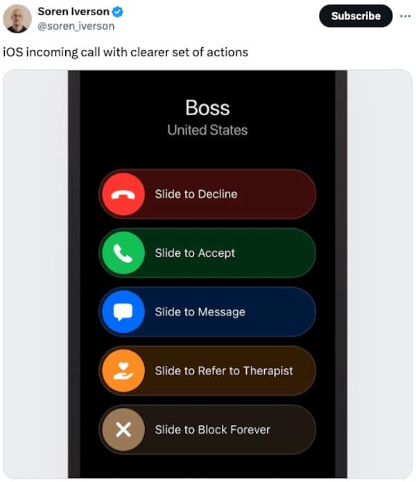 iOS incoming call with clearer set of actions