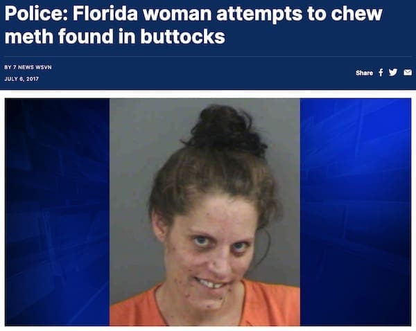 Police: Florida woman attempts to chew meth found in buttocks