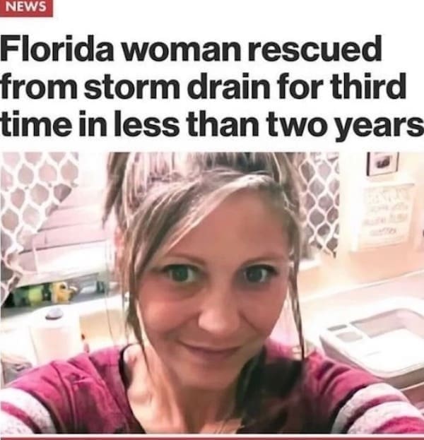 Florida woman rescued from storm drain for third time in less than two years