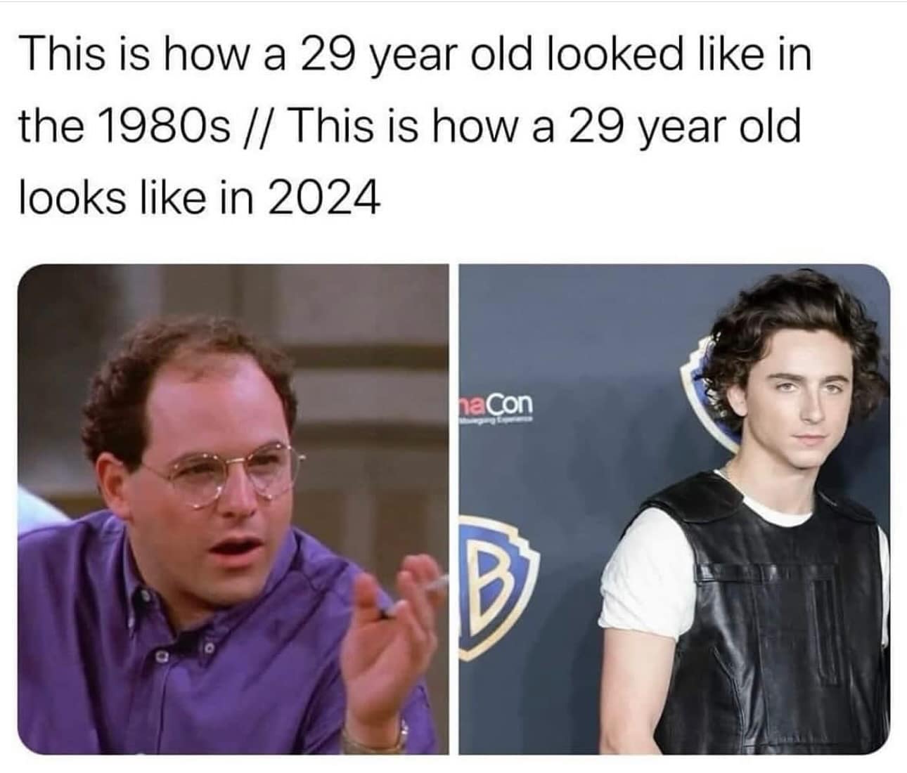 This is how a 29 year old looked like in the 1980s // This is how a 29 year old looks like in 2024