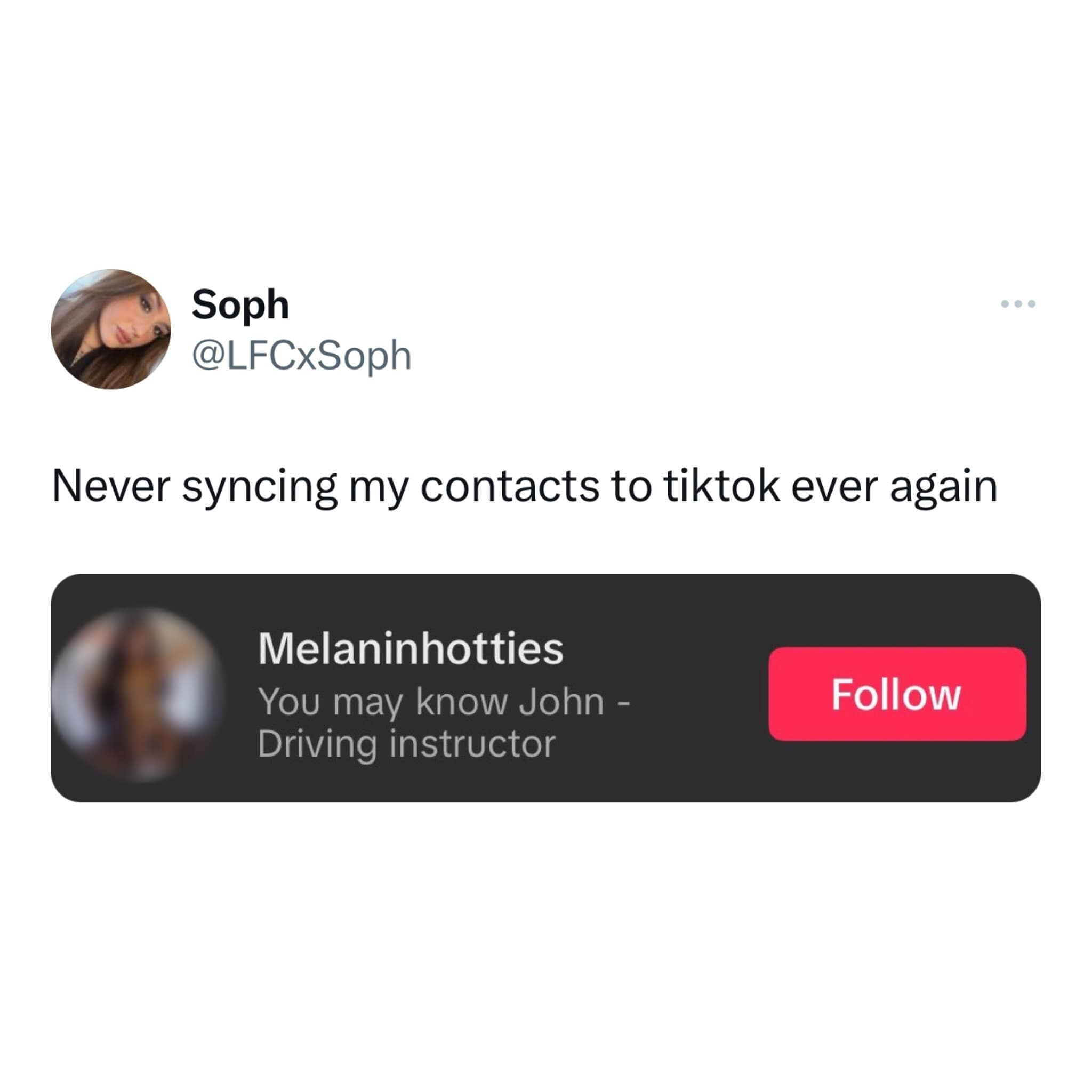 Never syncing my contacts to tiktok ever again