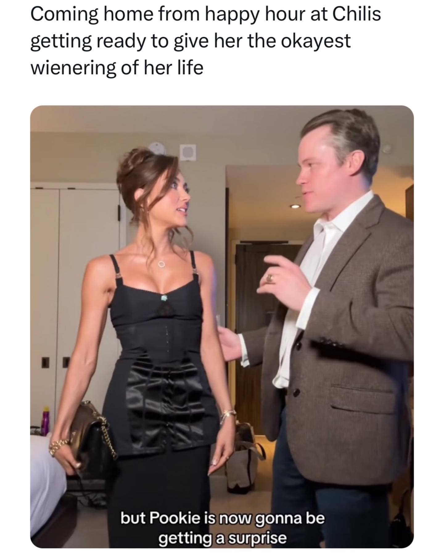 Coming home from happy hour at Chilis getting ready to give her the okayest wienering of her life