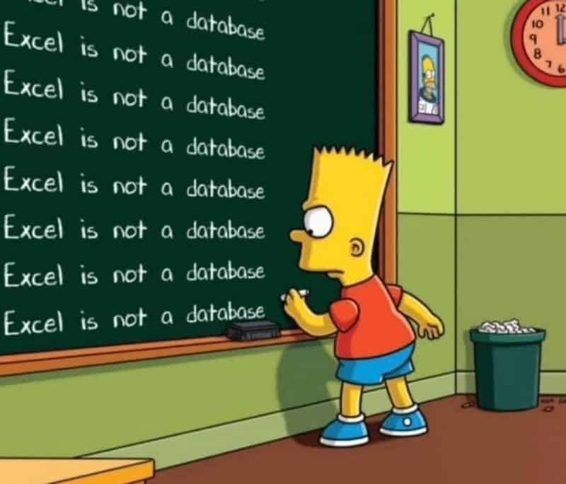 Excel is not a database Excel is not a database
