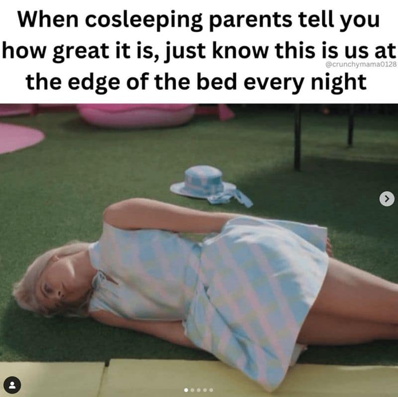 When cosleeping parents tell you how great it is, just know this is us at the edge of the bed every night