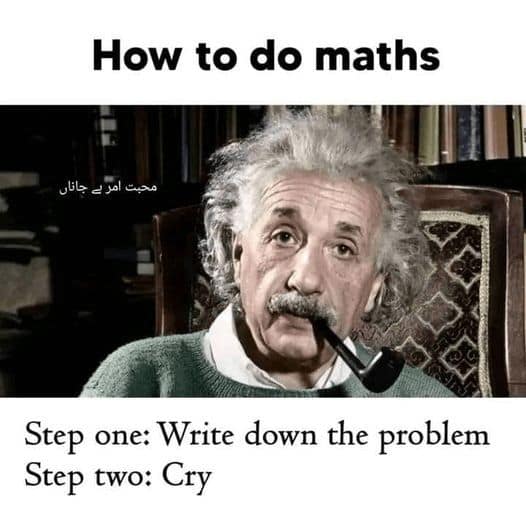 How to do maths Step one: Write down the problem Step two: Cry