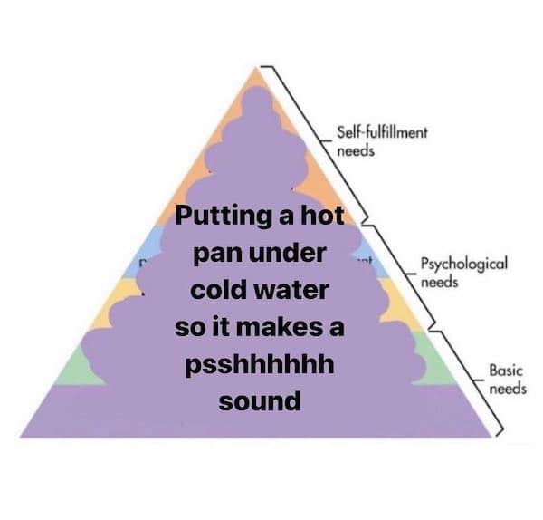 Putting a hot pan under cold water so it makes a psshhhhhh sound