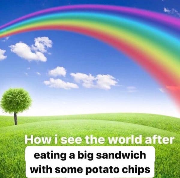 How i see the world after eating a big sandwich with some potato chips