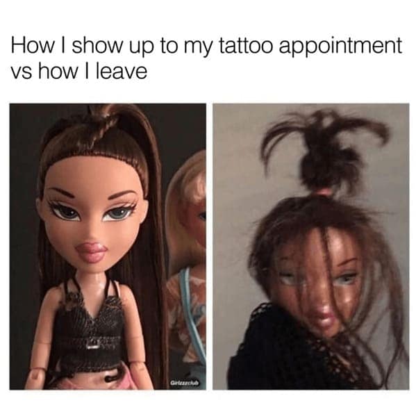 How I show up to my tattoo appointment vs how I leave