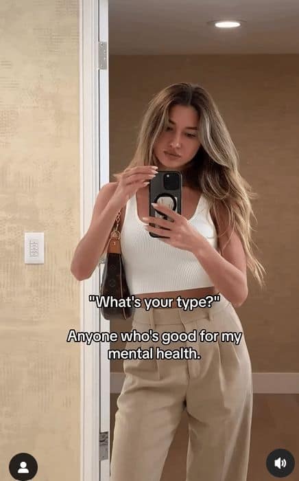 "What's your type?" Anyone who's good for my mental health.