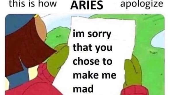this is how ARIES apologize im sorry that you chose to make me mad