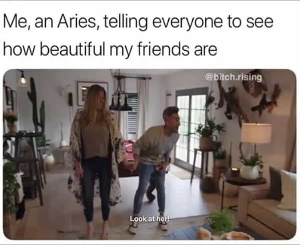 Me, an Aries, telling everyone to see how beautiful my friends are