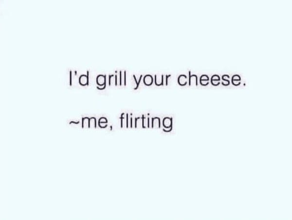 I'd grill your cheese. ~me, flirting